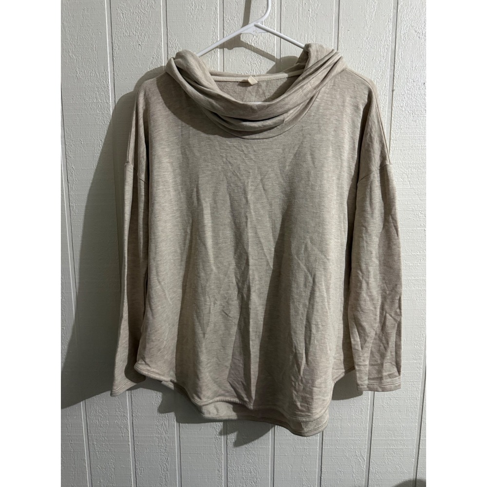 Lou & Grey Signature Soft Cowl Neck Sweatshirt Beige Oatmeal Small